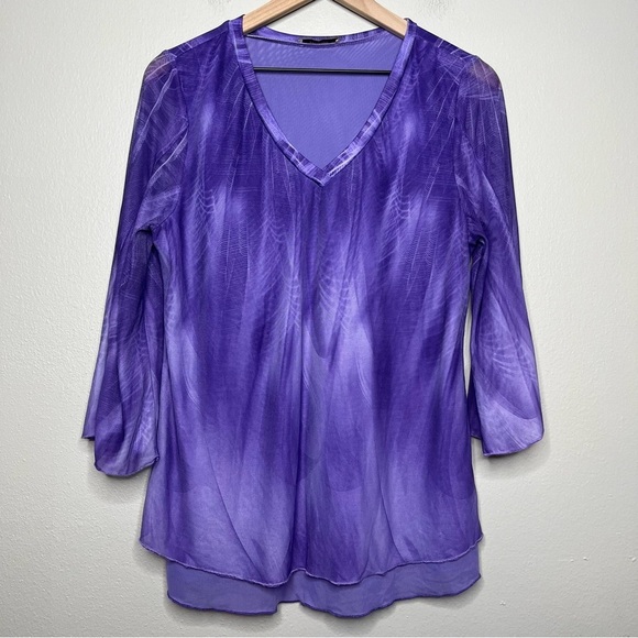 VTG y2k Timeson Women Top Medium Purple Fairy Mesh‎ Whimsical Layered Ethereal - Picture 1 of 11